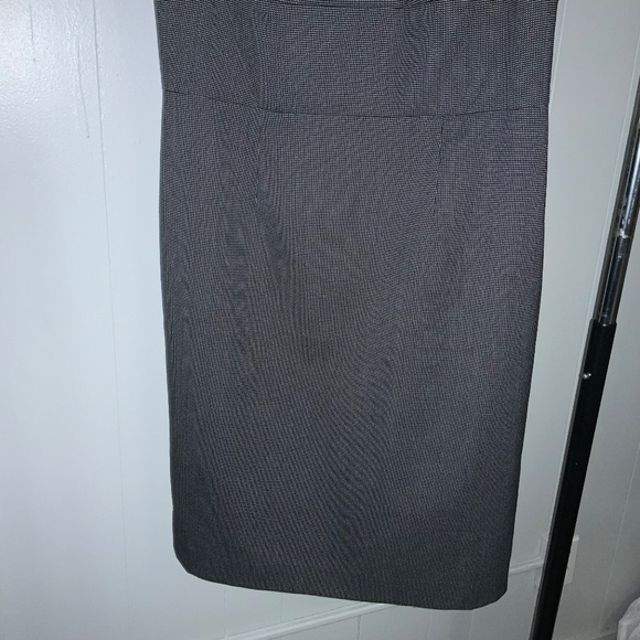 Ann Taylor black micro check sleeveless sheath dress sz 8 back zip vent lined - Picture 2 of 8